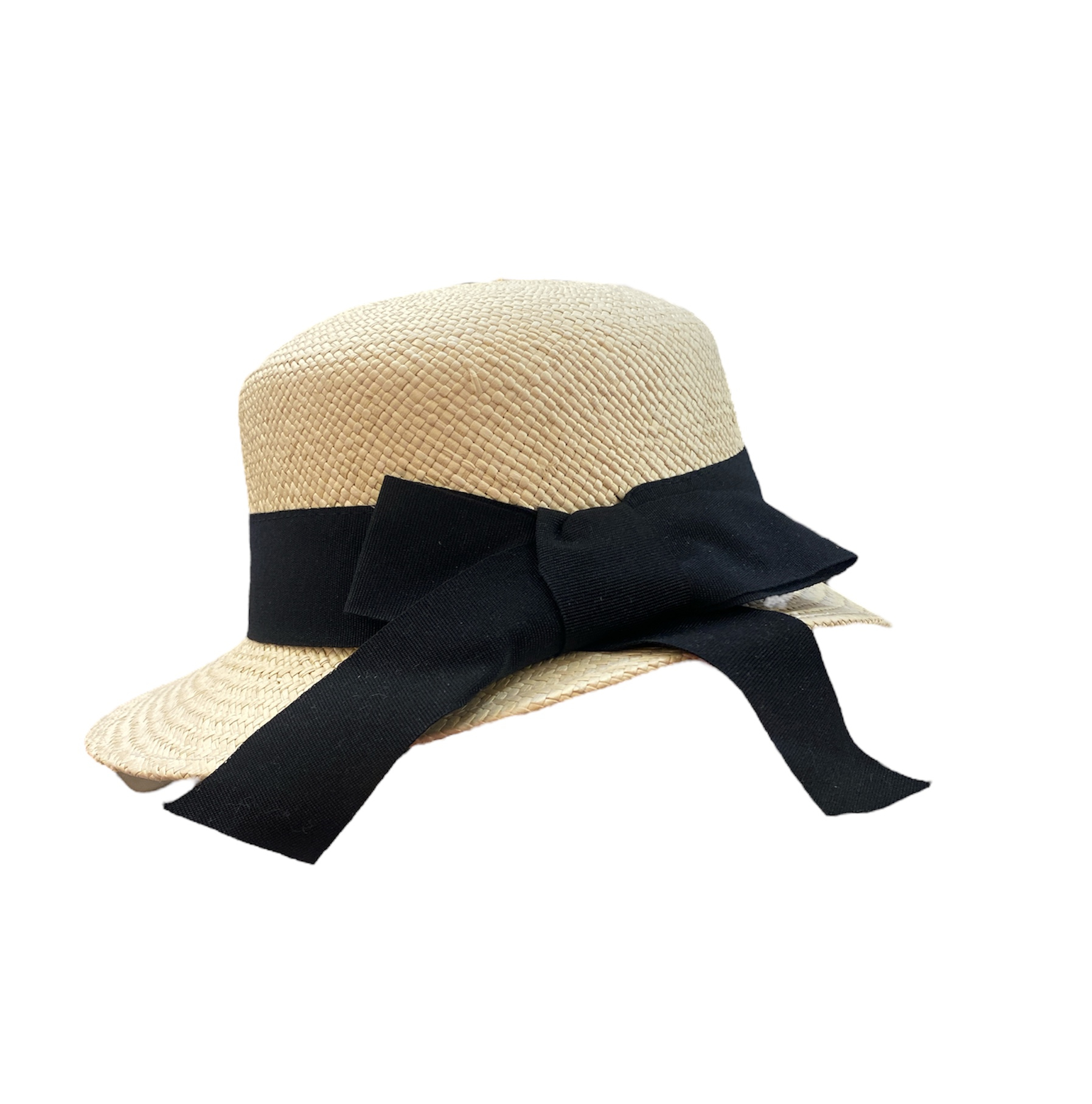 Chapeau romantique Panama avec noeud noir