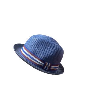 Chapeau brooklyn Göttmann bleu avec ganse bleu blanc rouge