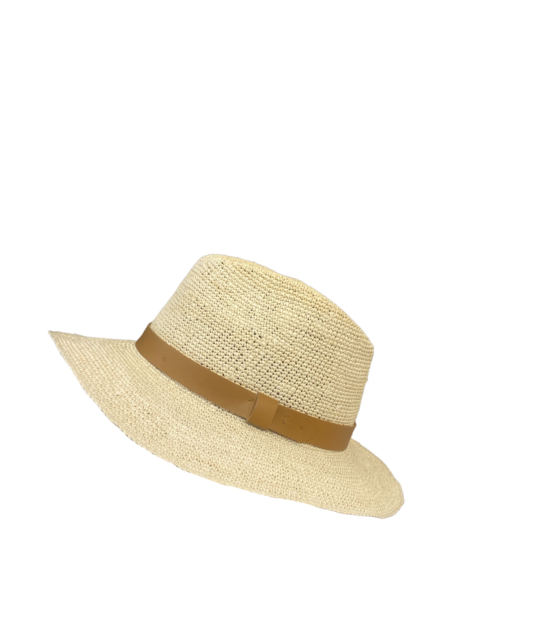 Chapeau Panama crochet avec ganse marron, disponible en taille 55, 57, 59 et 61