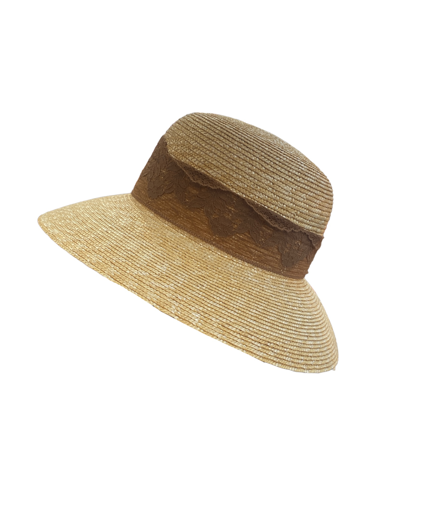 Chapeau en paille Complit avec ganse marron, disponible en taille unique