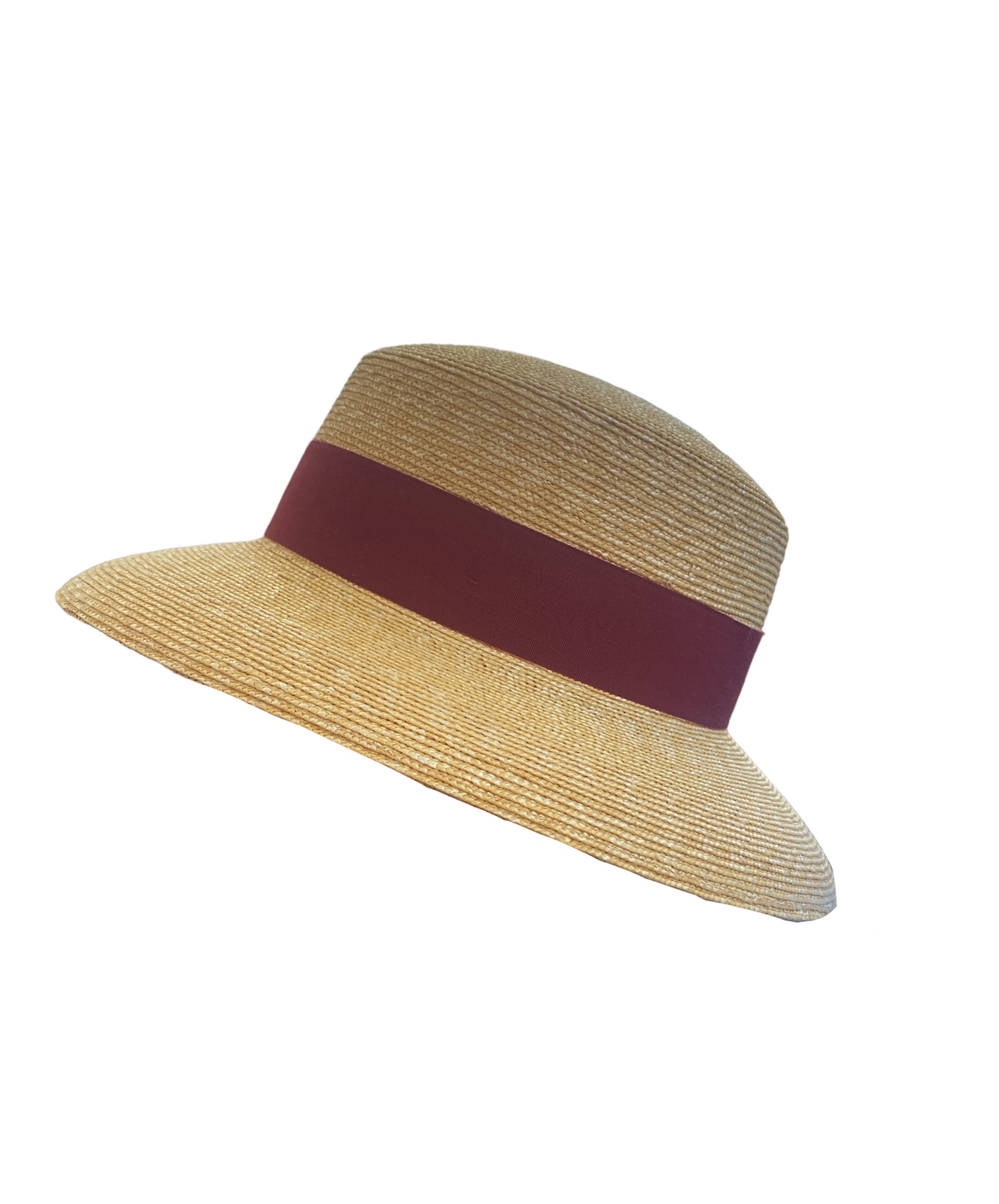Chapeau en paille Vecchi avec ganse rouge, disponible en taille unique