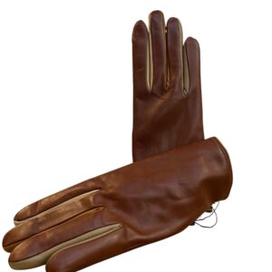 gants marrons avec inter doigts de couleur