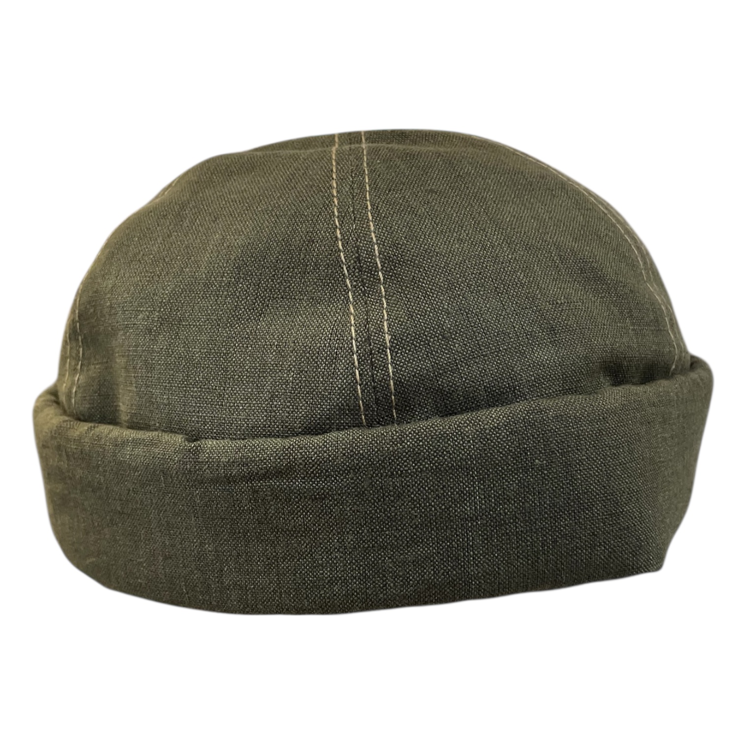 Bonnet docker en lin vert modèle Micky de Fiebig, coupe courte sans visière, bonnet été léger