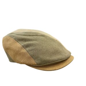 Casquette droite patchwork Fléchet en coton canvas, dégradé kaki, beige et ocre pour homme été
