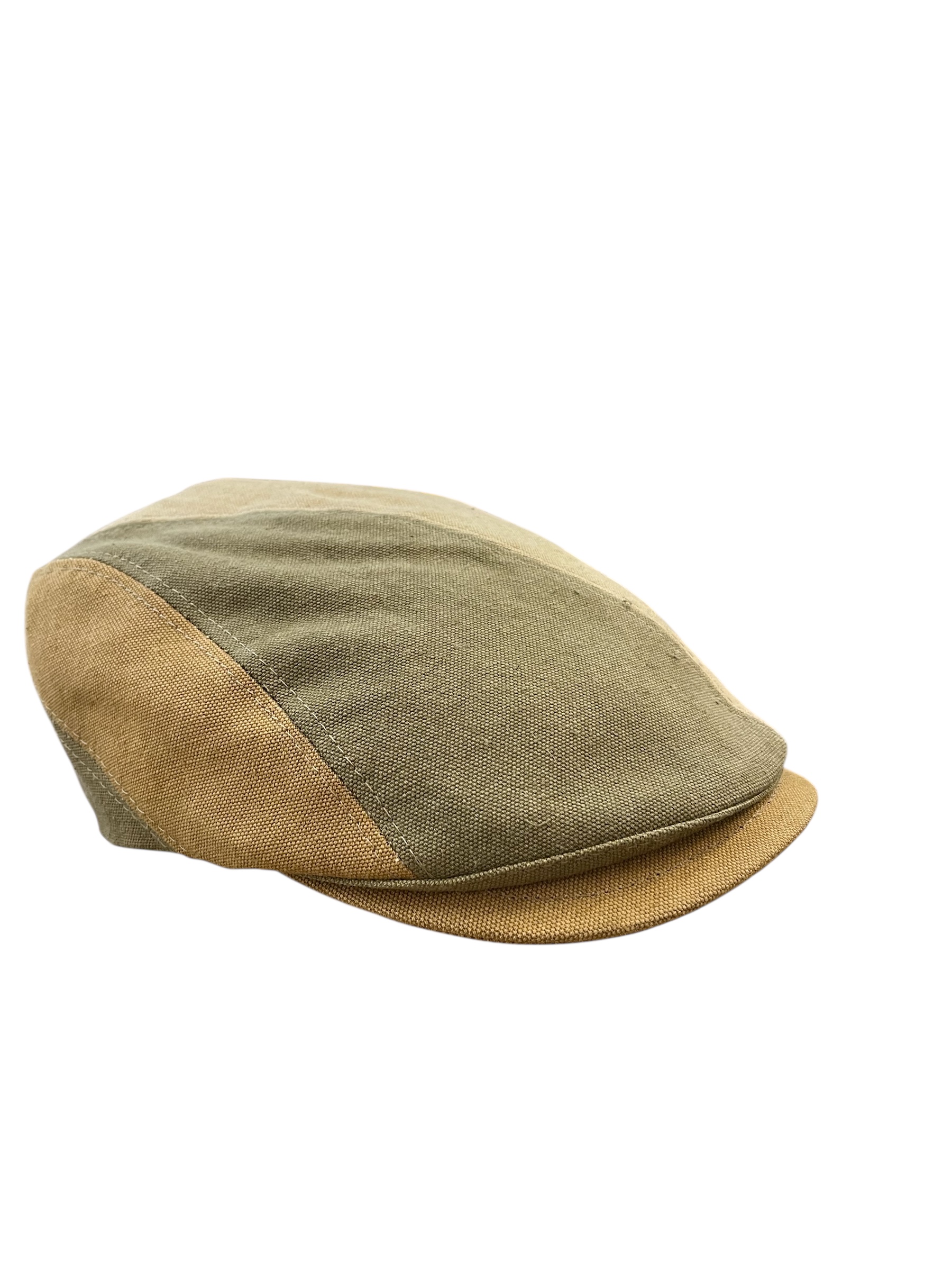 Casquette droite patchwork Fléchet en coton canvas, dégradé kaki, beige et ocre pour homme été