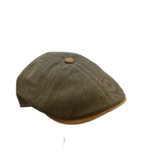 Casquette 6 pans Fléchet vert tilleul en coton avec surpiqûres beige et protection anti UV 50