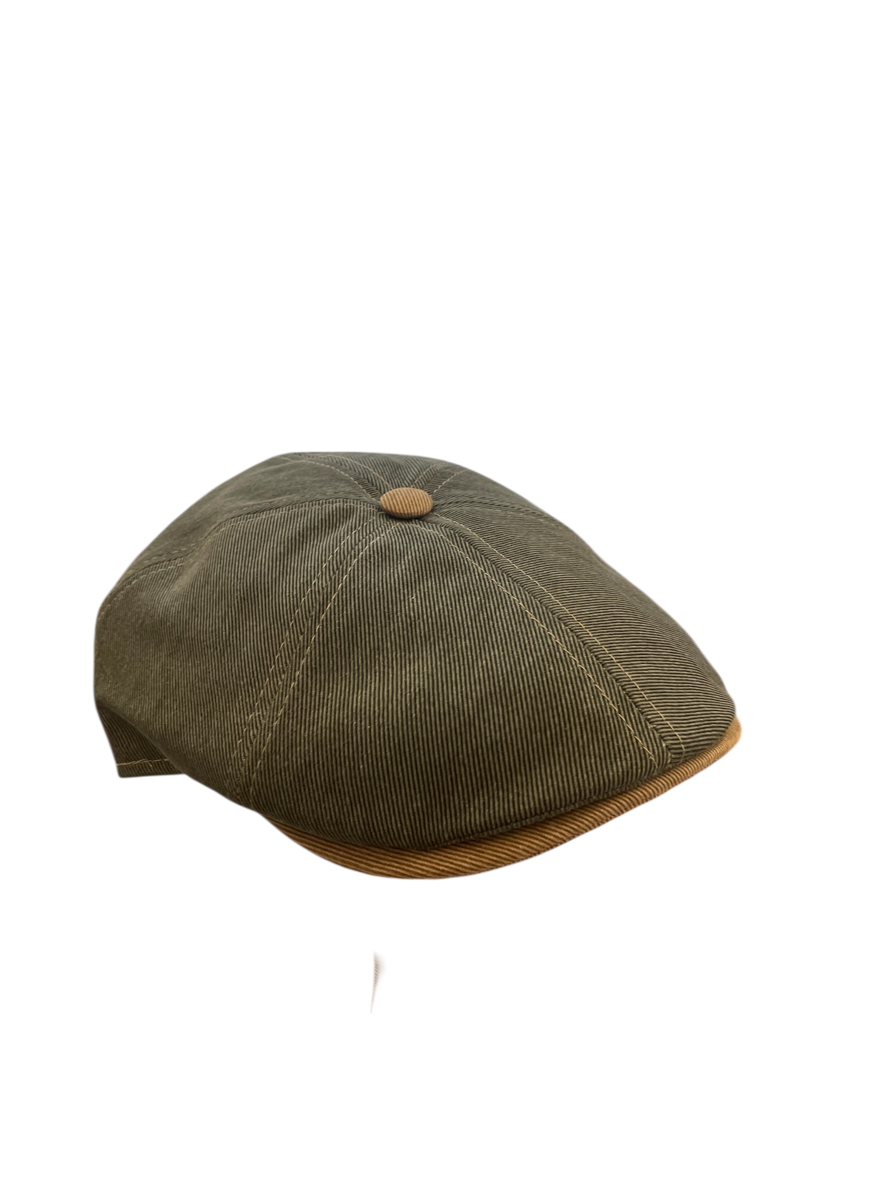 Casquette 6 pans Fléchet vert tilleul en coton avec surpiqûres beige et protection anti UV 50