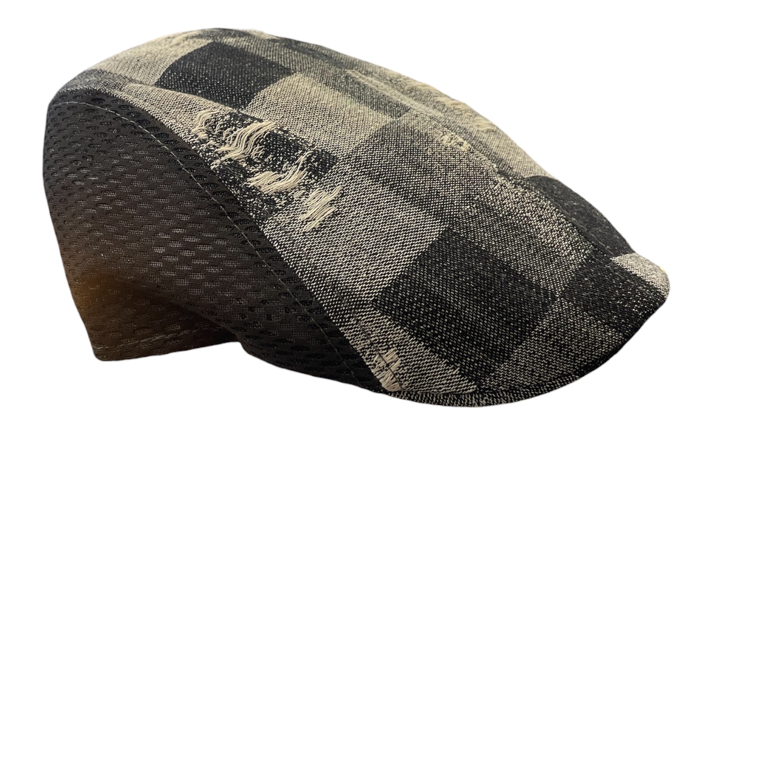 Casquette noire et blanche Bao Hats aérée avec motif grunge pour homme été fabrication italienne