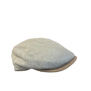 Casquette plate en lin et coton beige avec visière suédine de Fléchet fabrication italienne