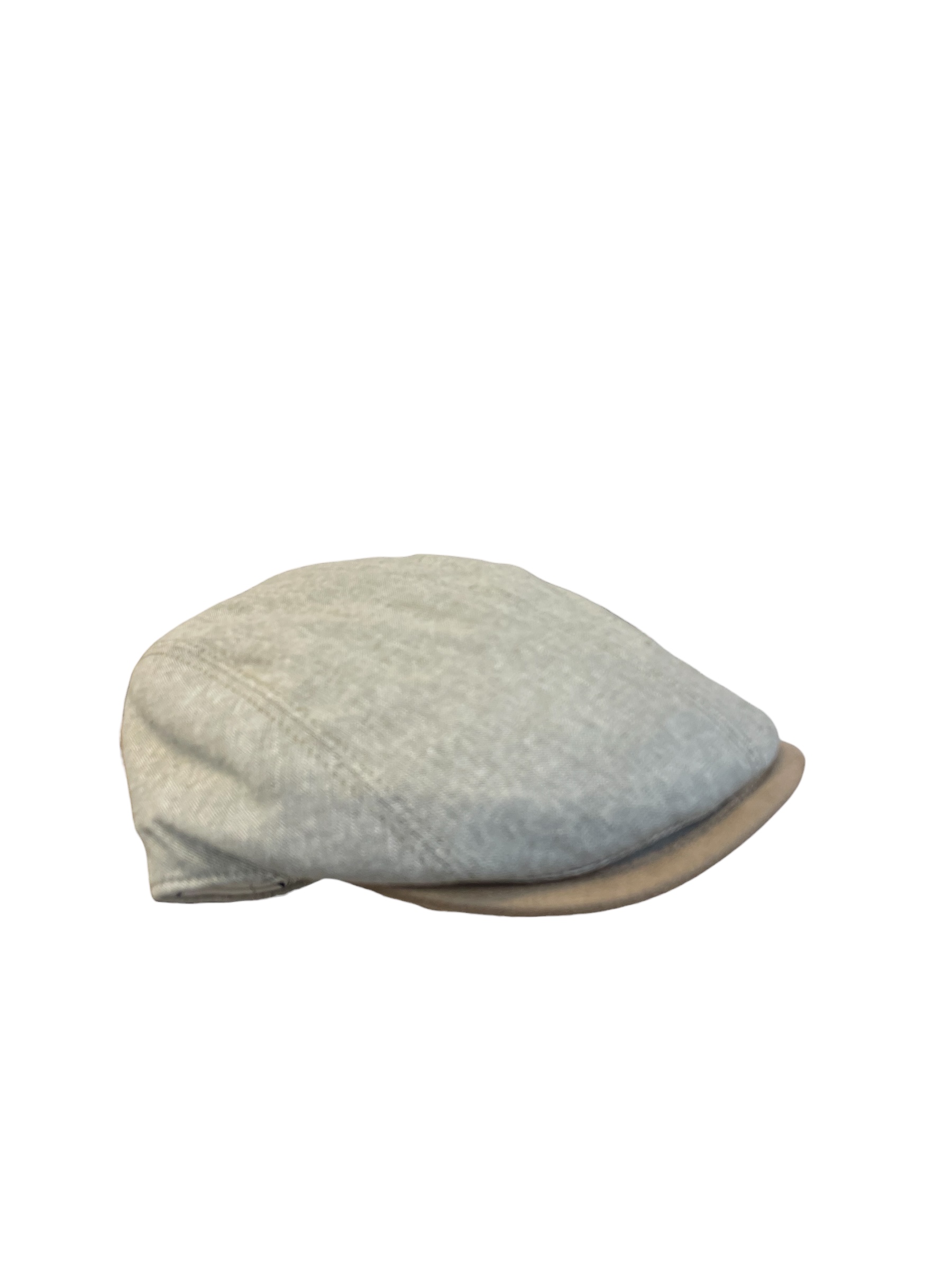 Casquette plate en lin et coton beige avec visière suédine de Fléchet fabrication italienne