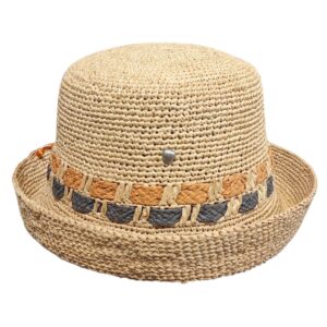 Chapeau fond plat raphia crocheté Le Voyage en Panier