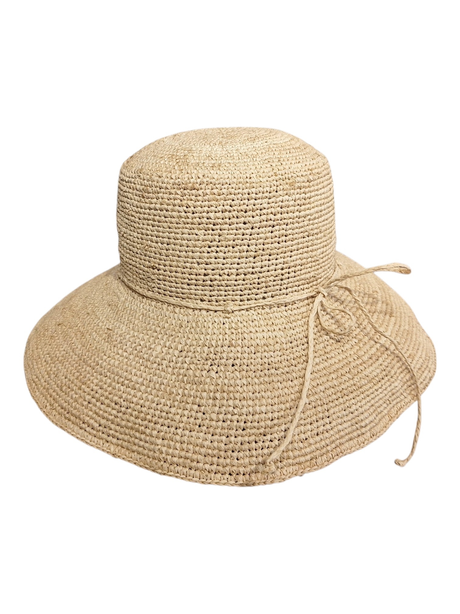 Chapeau bord court raphia crocheté Le Voyage en Panier