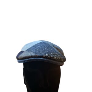 Casquette droite Maison Fléchet patchwork laine dégradé bleu fabrication italienne