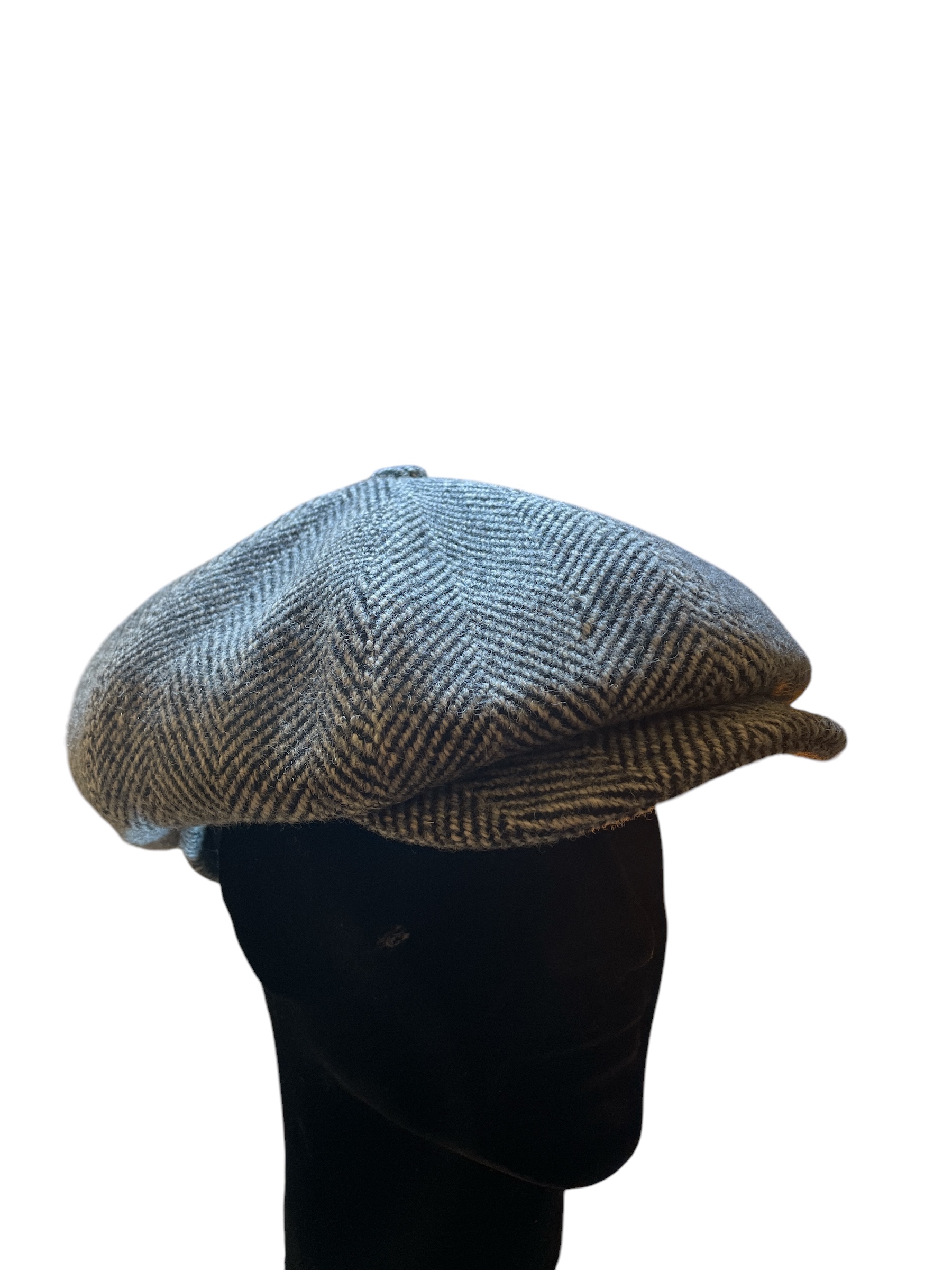 Casquette gavroche large Fléchet en laine grise à chevrons