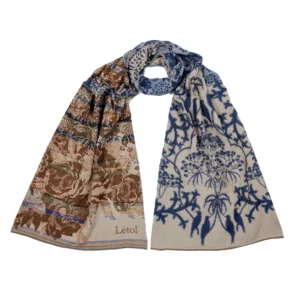 Étole Létol Bridget Navy Camel en coton bio