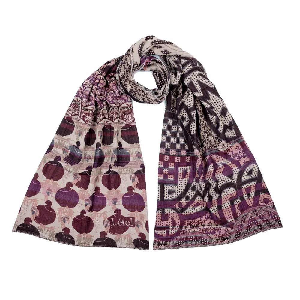 Étole Létol Gisèle Aubergine en coton bio