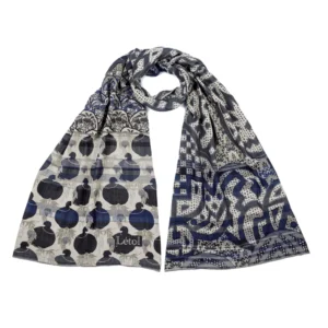Étole Létol Gisèle Gris Bleu en coton bio