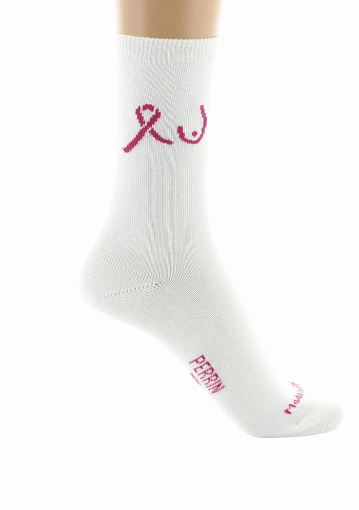 Chaussettes Octobre Rose Perrin 1924 blanches en coton